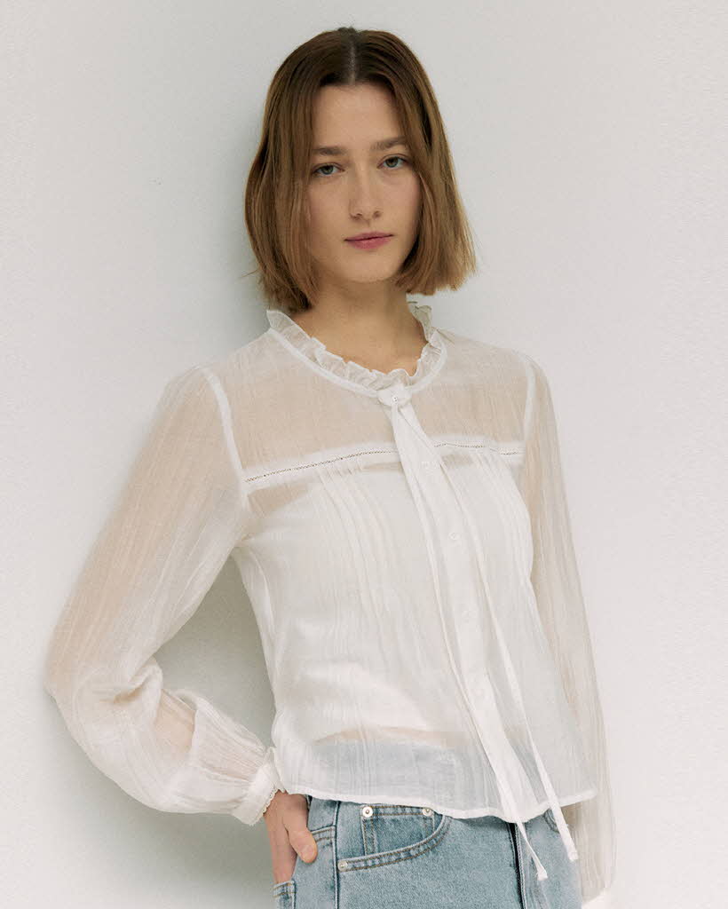 FRILL COLLAR BLOUSE WHITE