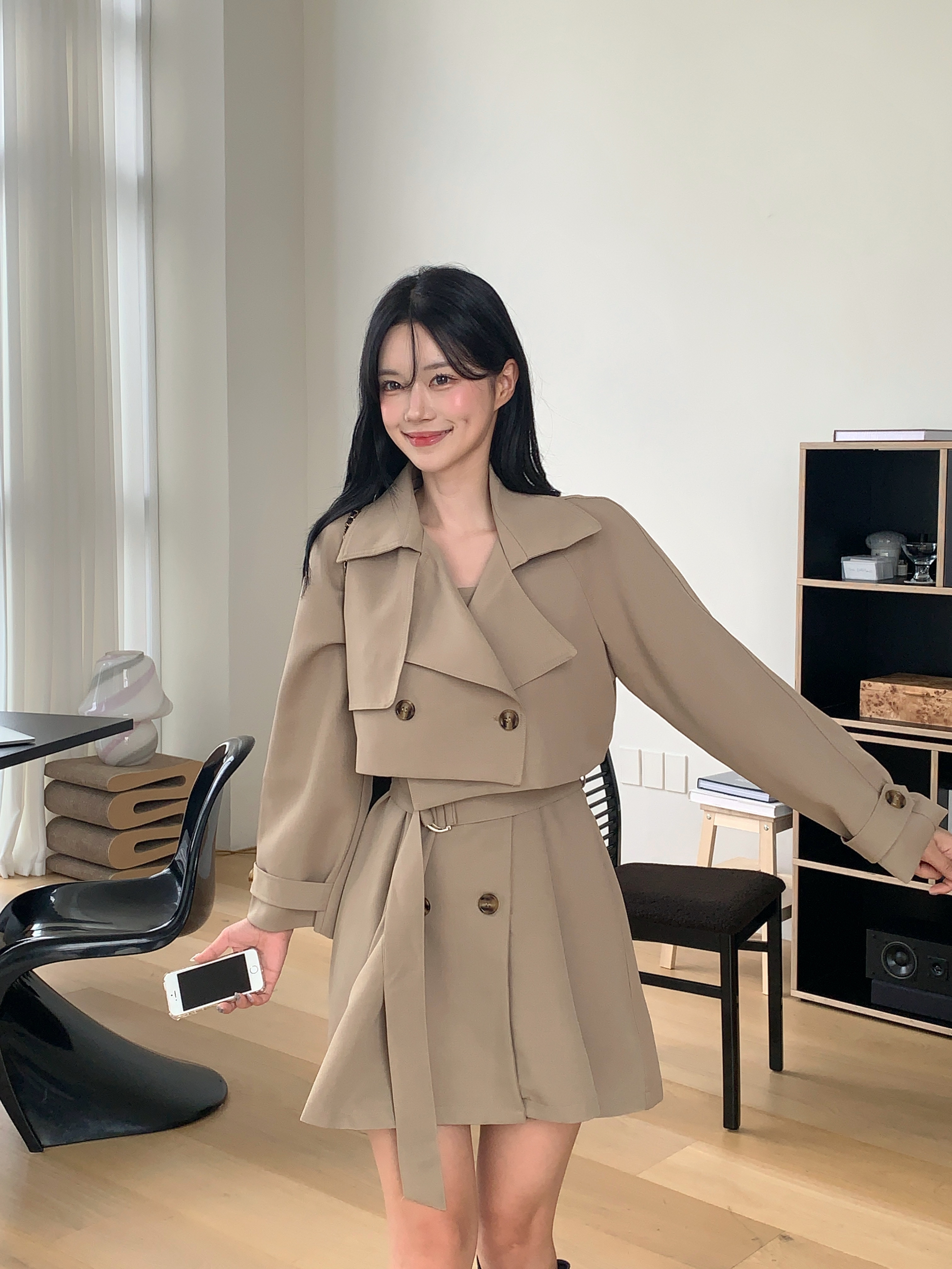 3ピース]ミニトレンチワンピース | ファッション通販サイト NUGU