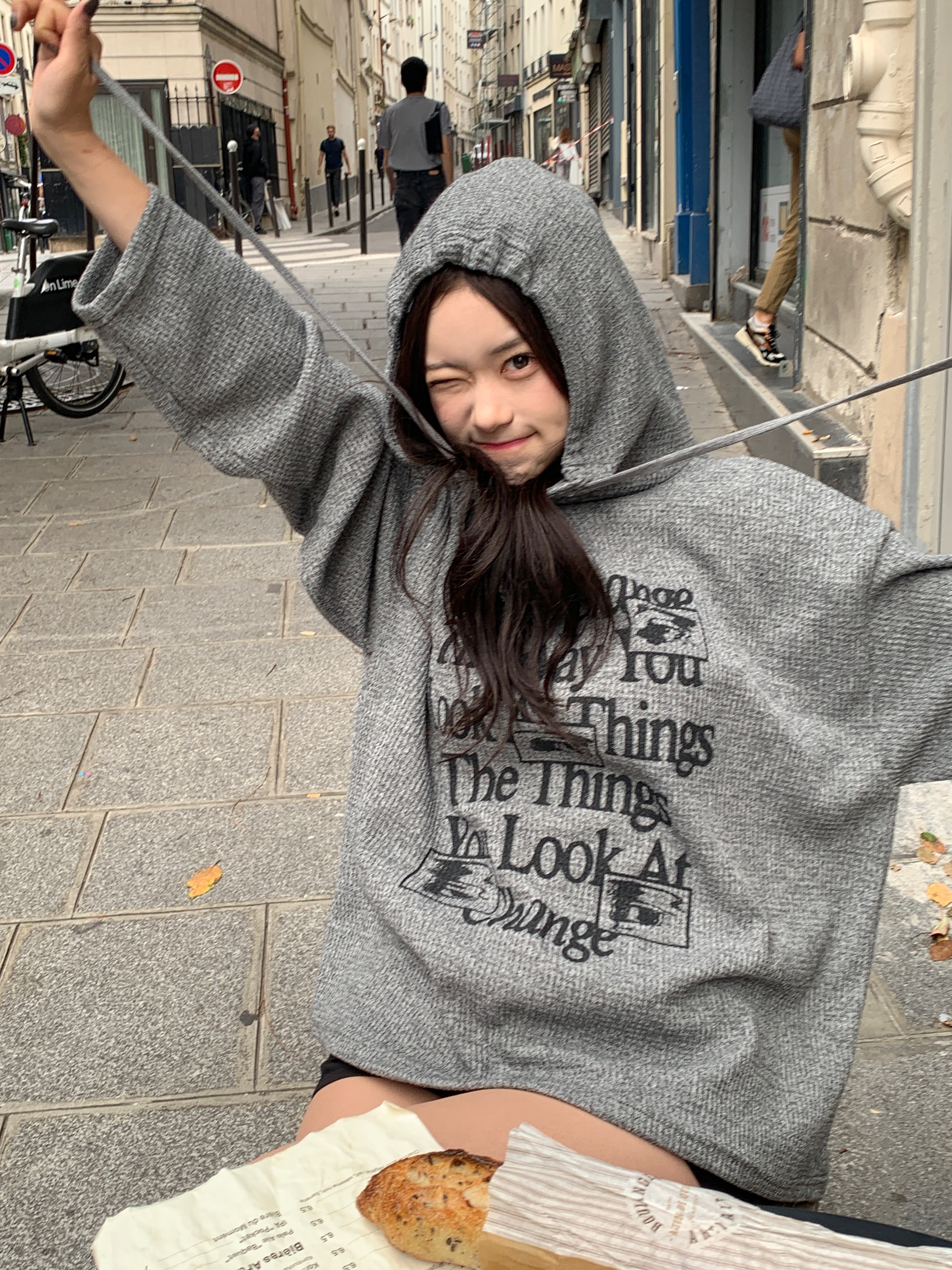 Thor　フォトサイン レタリングフード付きオーバーサイズTシャツ(4color