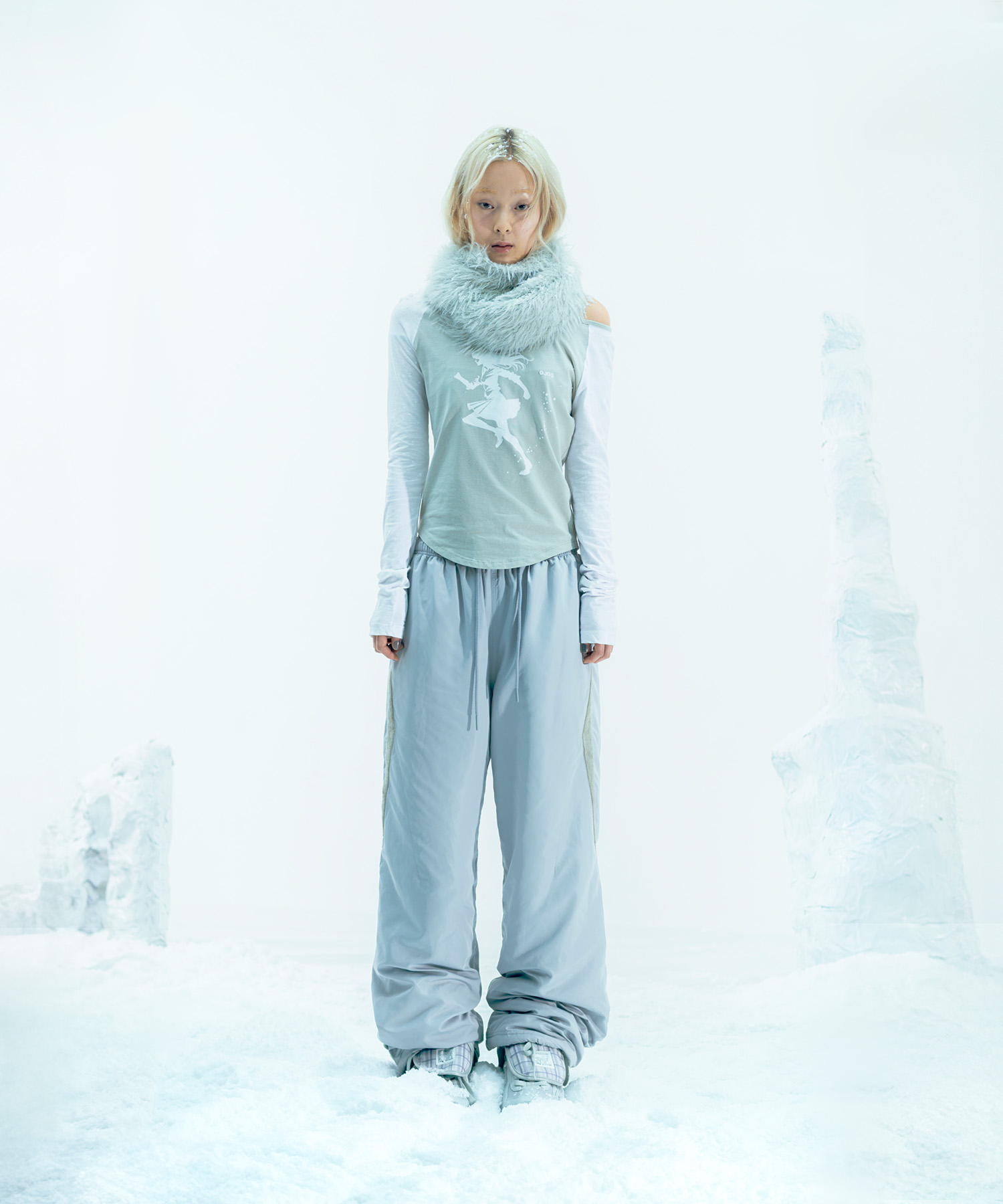 Fleece Lined Nylon Pants / Grey