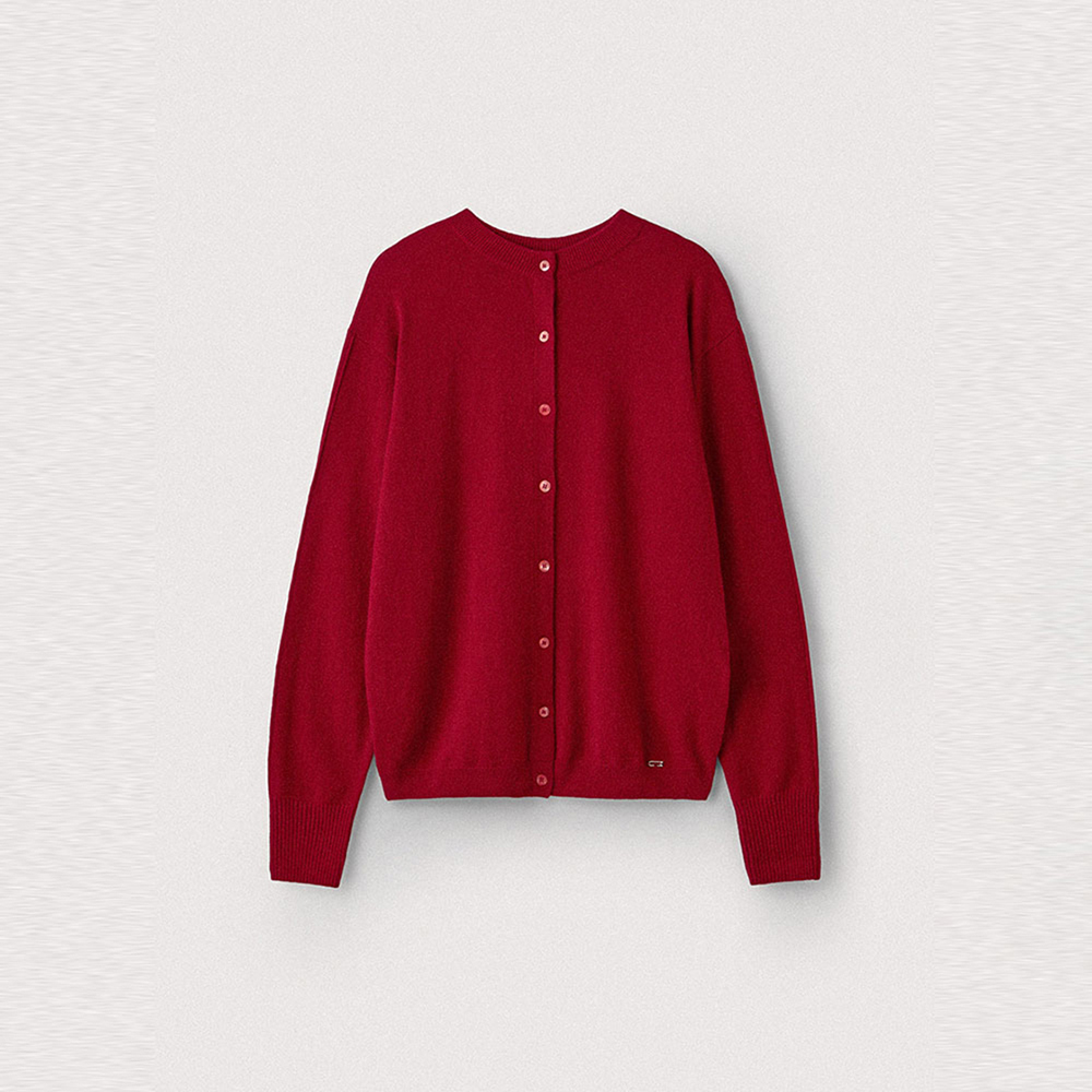 Wool cashmere two way cardigan_Red