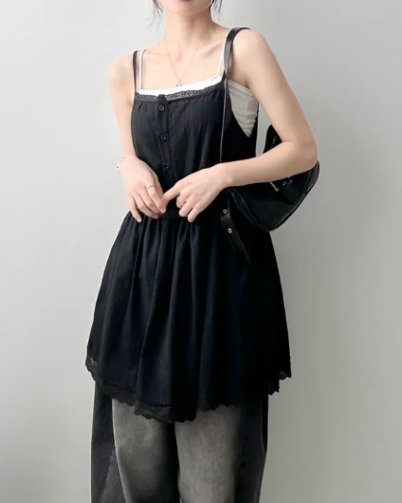 フレアレースレイヤードミニキャミワンピース | ファッション