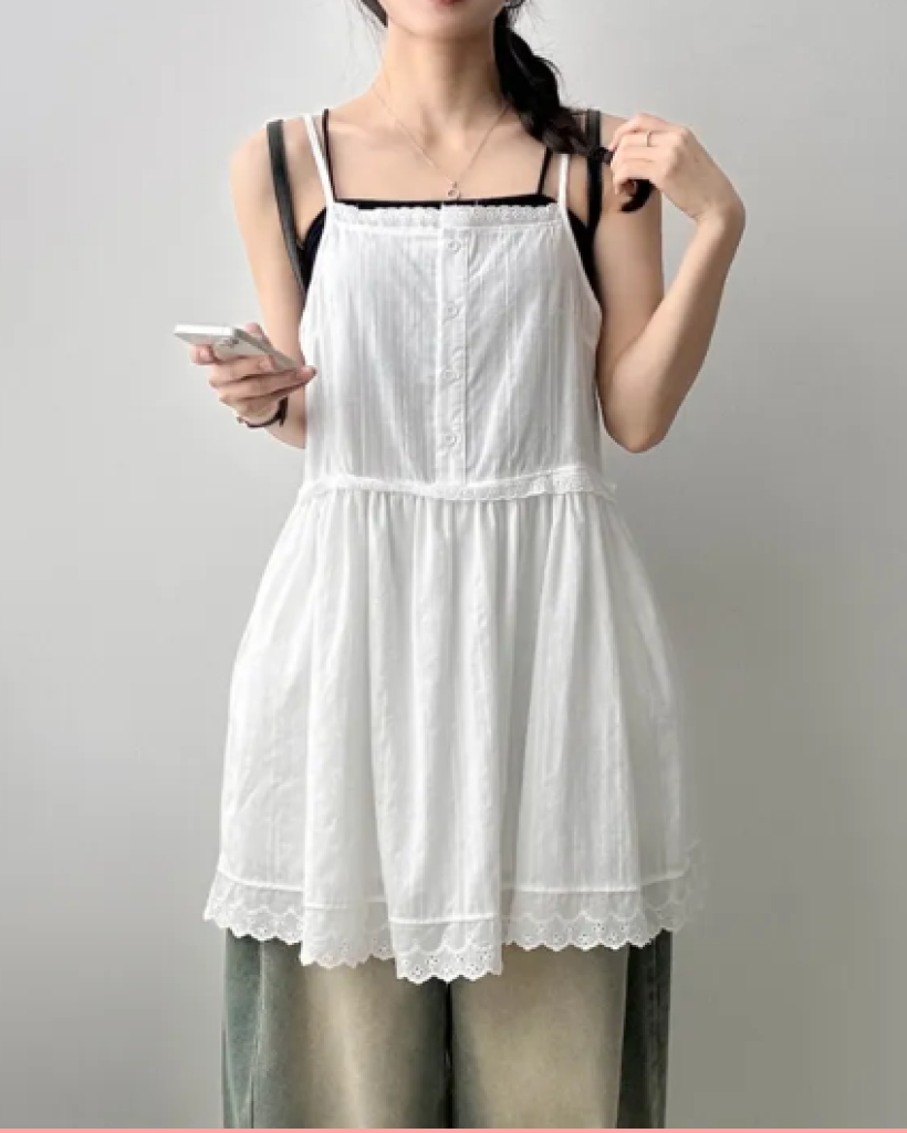 フレアレースレイヤードミニキャミワンピース | ファッション