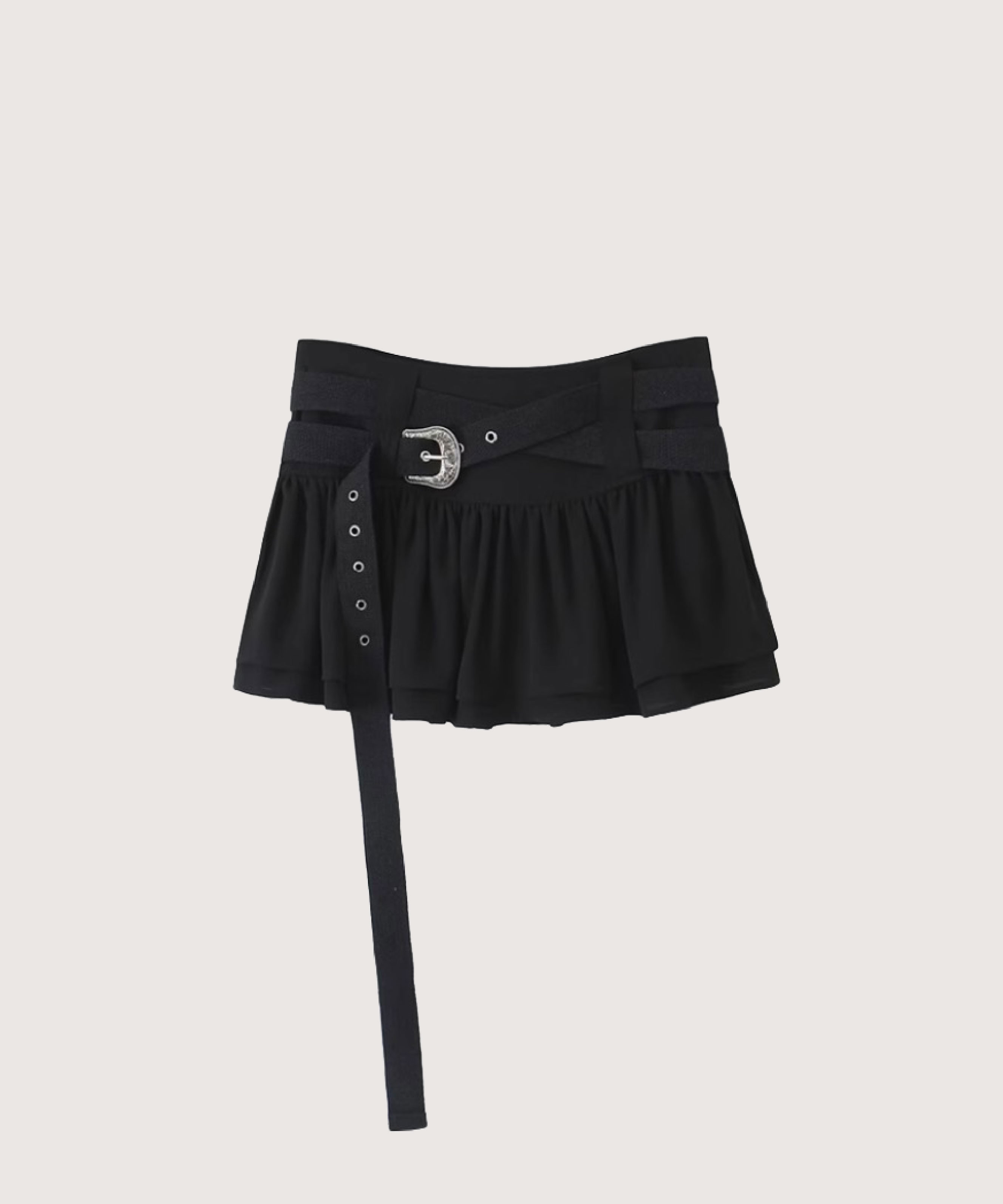 LA POMME petit フリルミニスカート ダブルベルト付き Frill Mini Skirt With Double Belt/ダブルベルト付きフリルミニ