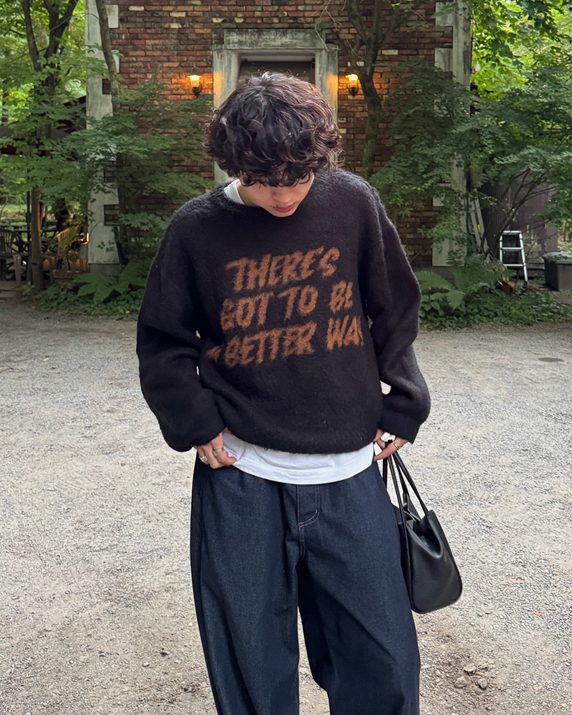 45 Rダークグリーン コットンニットセーター ユニセックス セーター .-- JOEL （ダークグリーン） -MANGO - マンゴ公式