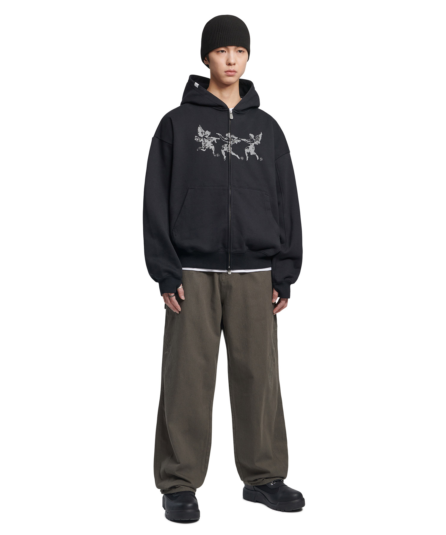 G.A HOODED ZIP-UP - BLACK | ファッション通販サイト NUGU