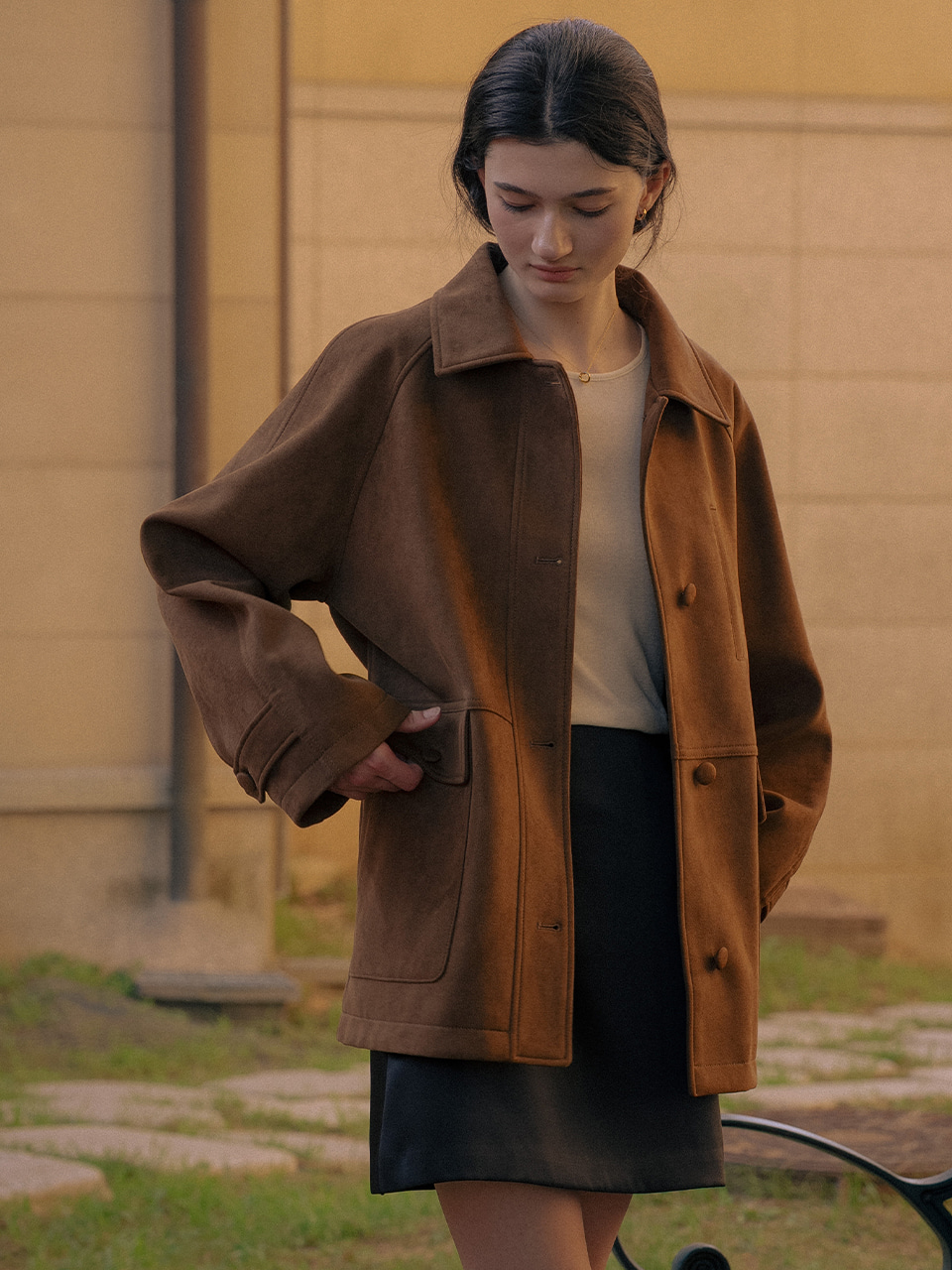SUEDE BLOUSON JACKET DEEP BROWN | ファッション通販サイト NUGU