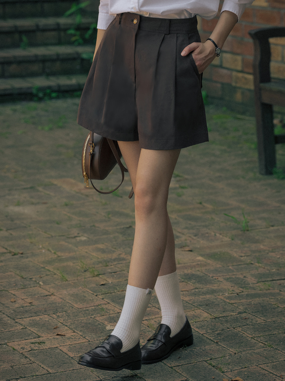 Classic Two turk cotton short pants_Brown