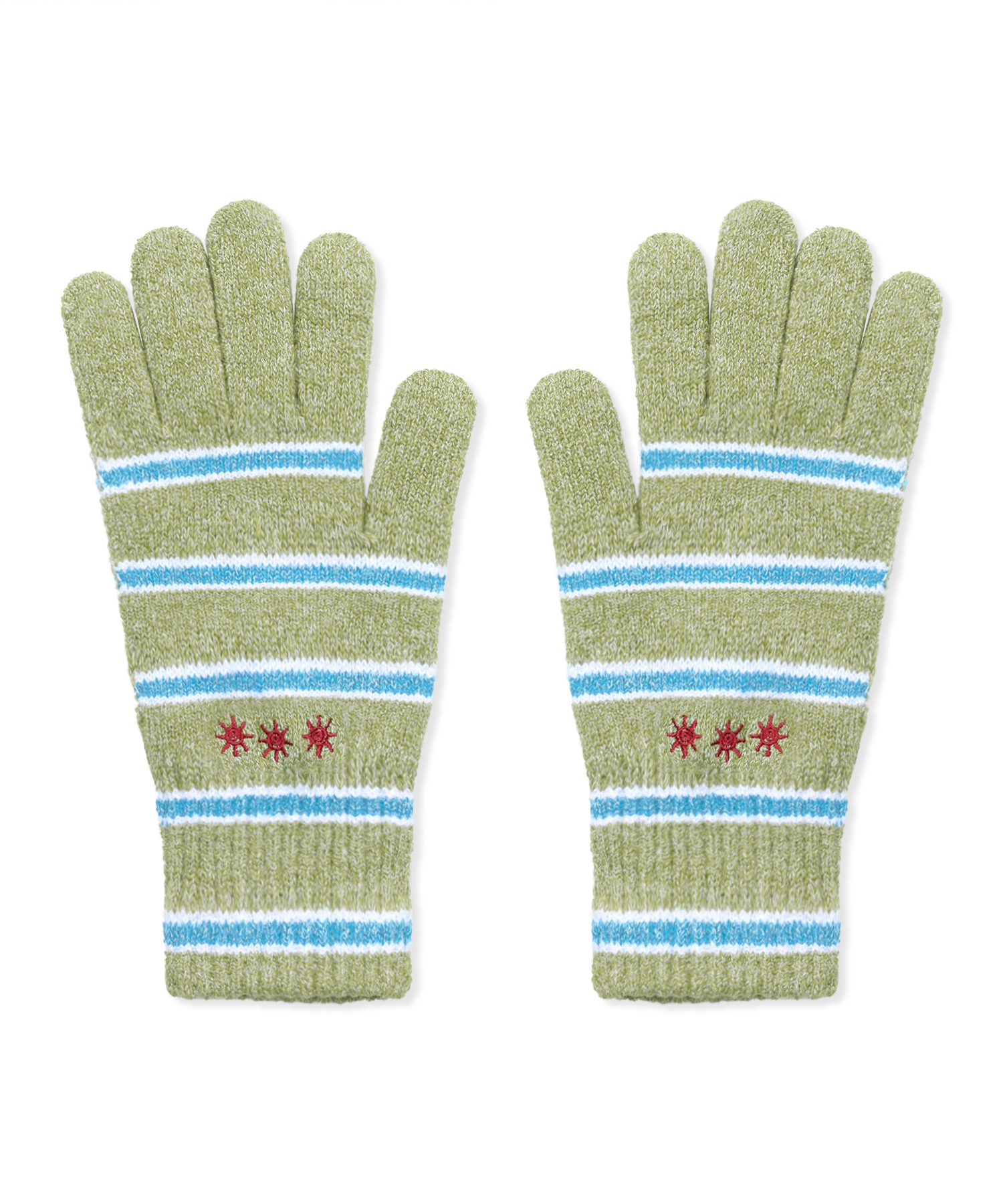 GAC023 Sun Stripe Knit Gloves (SAGE GREEN)