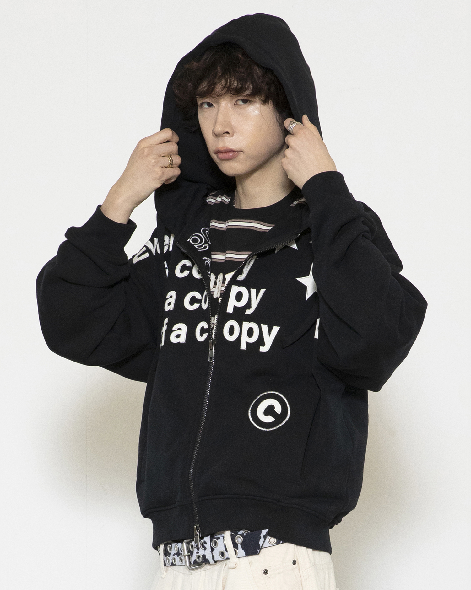 GHD038 COPY CLUB Zip-Up Hoodie (BLACK) | ファッション通販