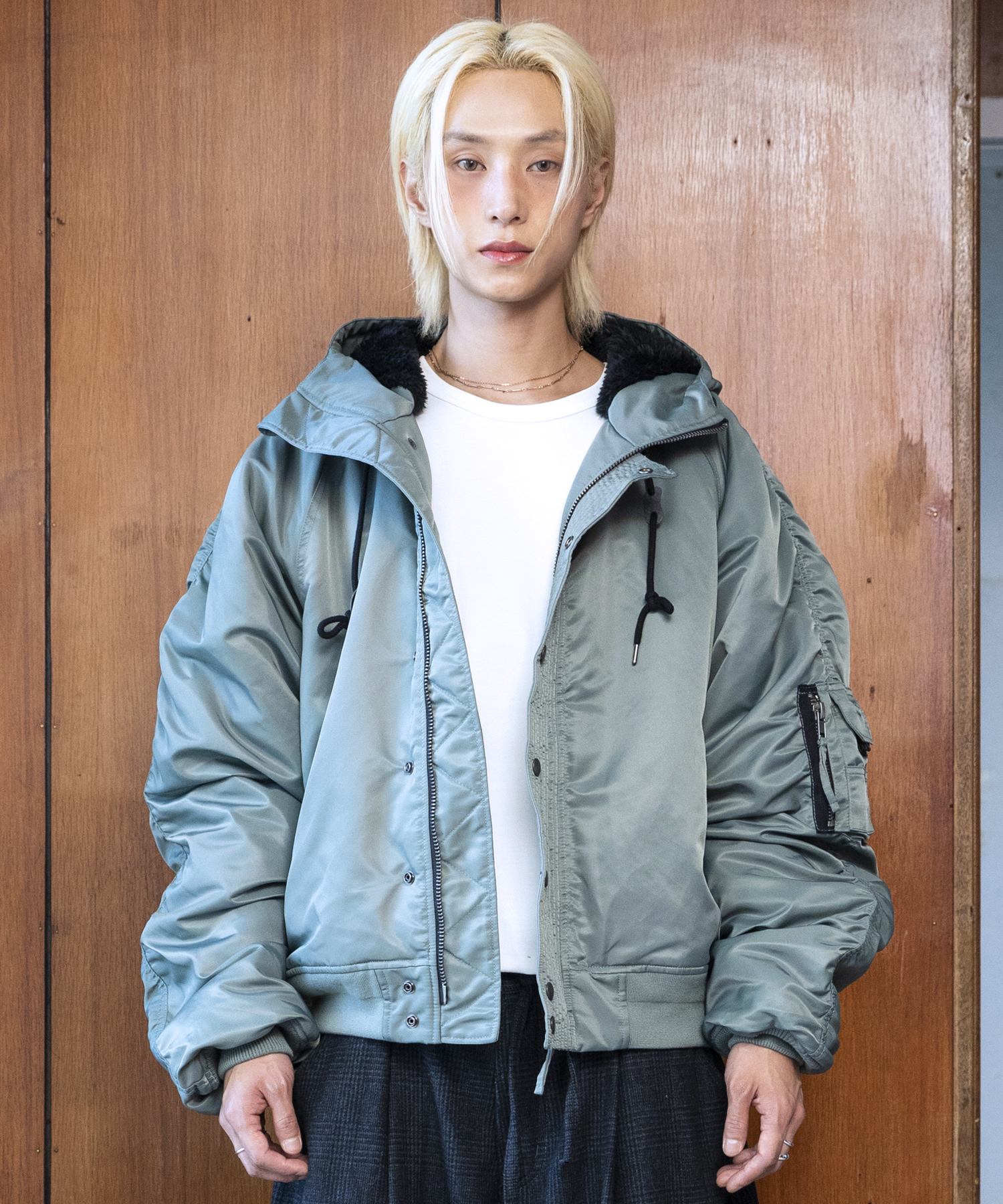 GJ107 Reworked N2B Nylon Short Parka (SAGE GREEN) | ファッション