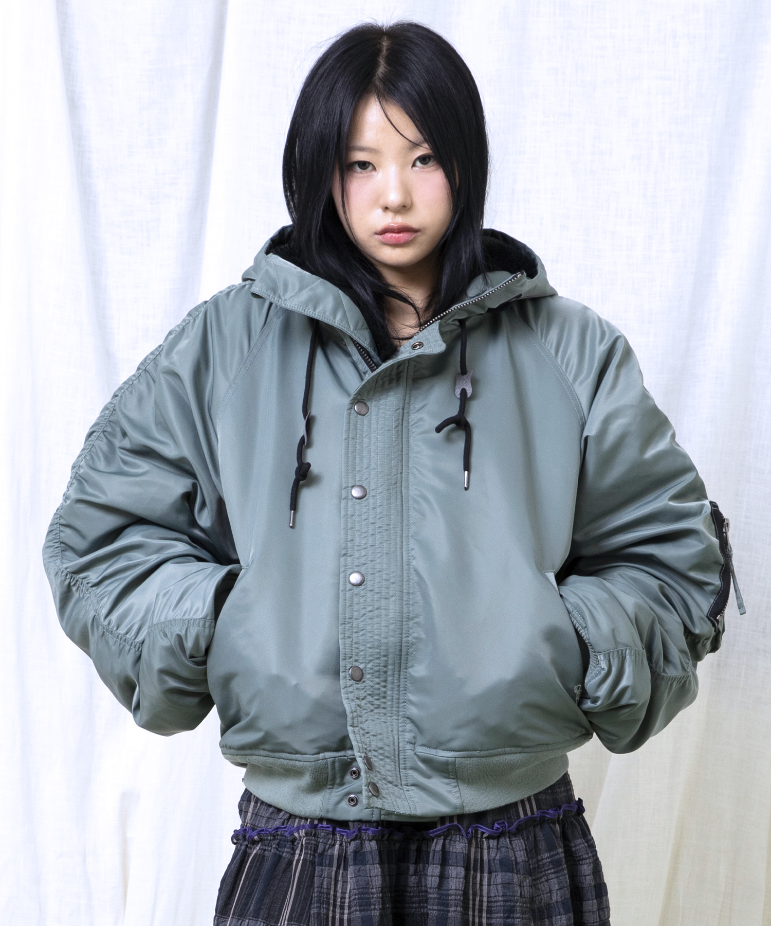 GJ107 Reworked N2B Nylon Short Parka (SAGE GREEN) | ファッション