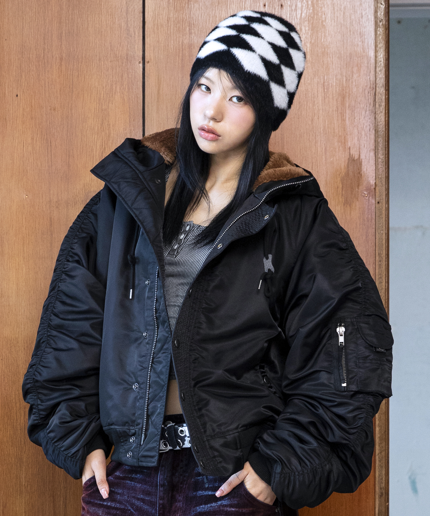 GJ107 Reworked N2B Nylon Short Parka (BLACK) | ファッション通販