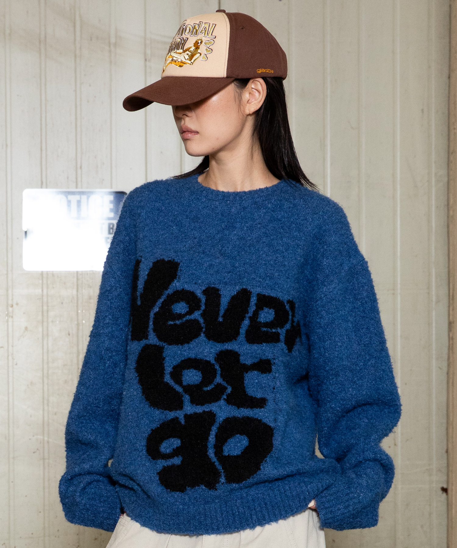GNT074 Neverletgo Bouclé Knit Pullover (NAVY) | ファッション通販