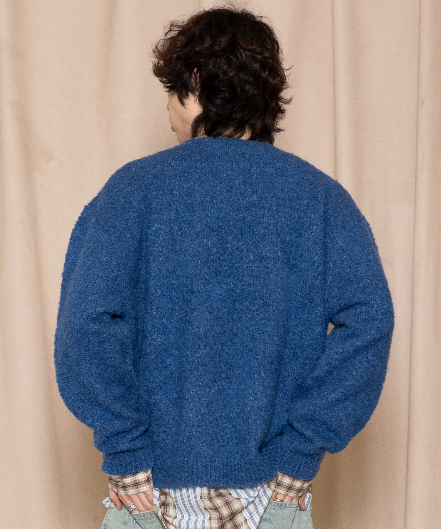 GNT074 Neverletgo Bouclé Knit Pullover (NAVY) | ファッション通販