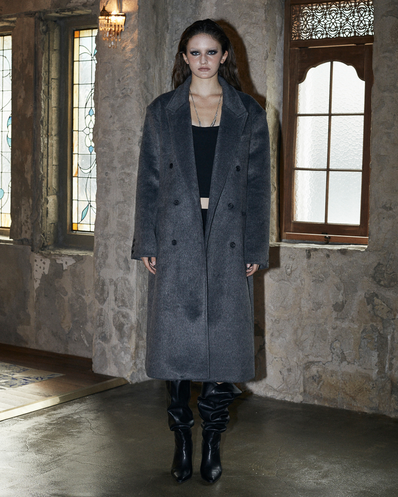 Classic Double Long Coat (CHARCOAL)