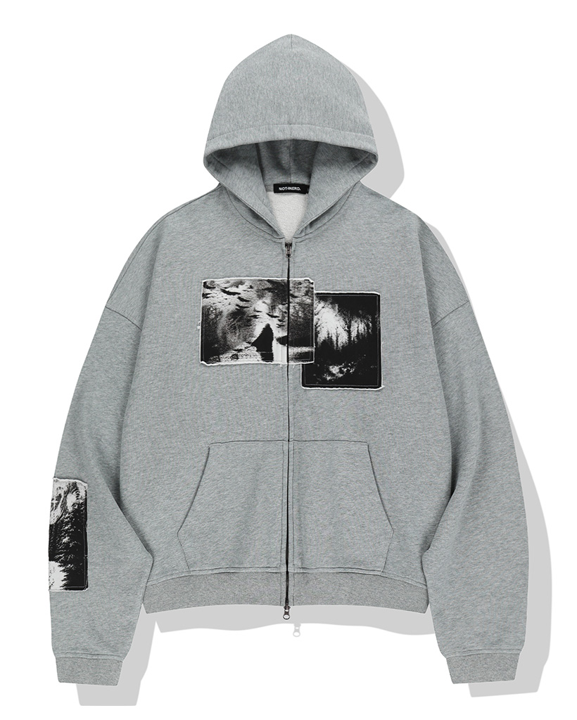 Cemetery Patch Hood Zip Up - Grey