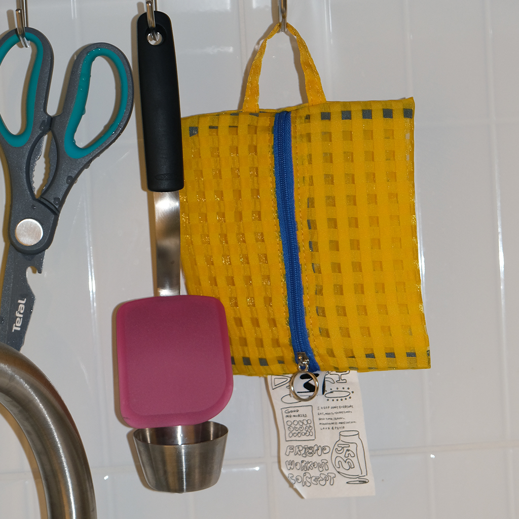 Glossy Cross Stripes Pouch (Clementine Blue) Basic Pouch(15x16.5cm)