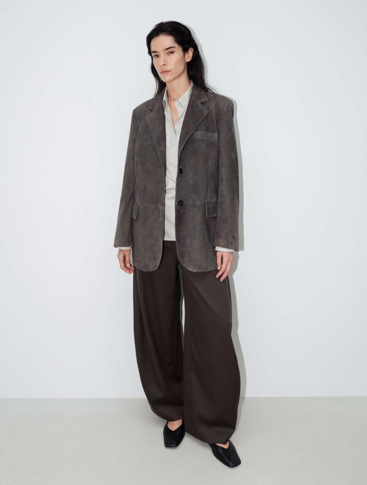 Goat Suede Tailored Jacket - Sepia | ファッション通販サイト NUGU