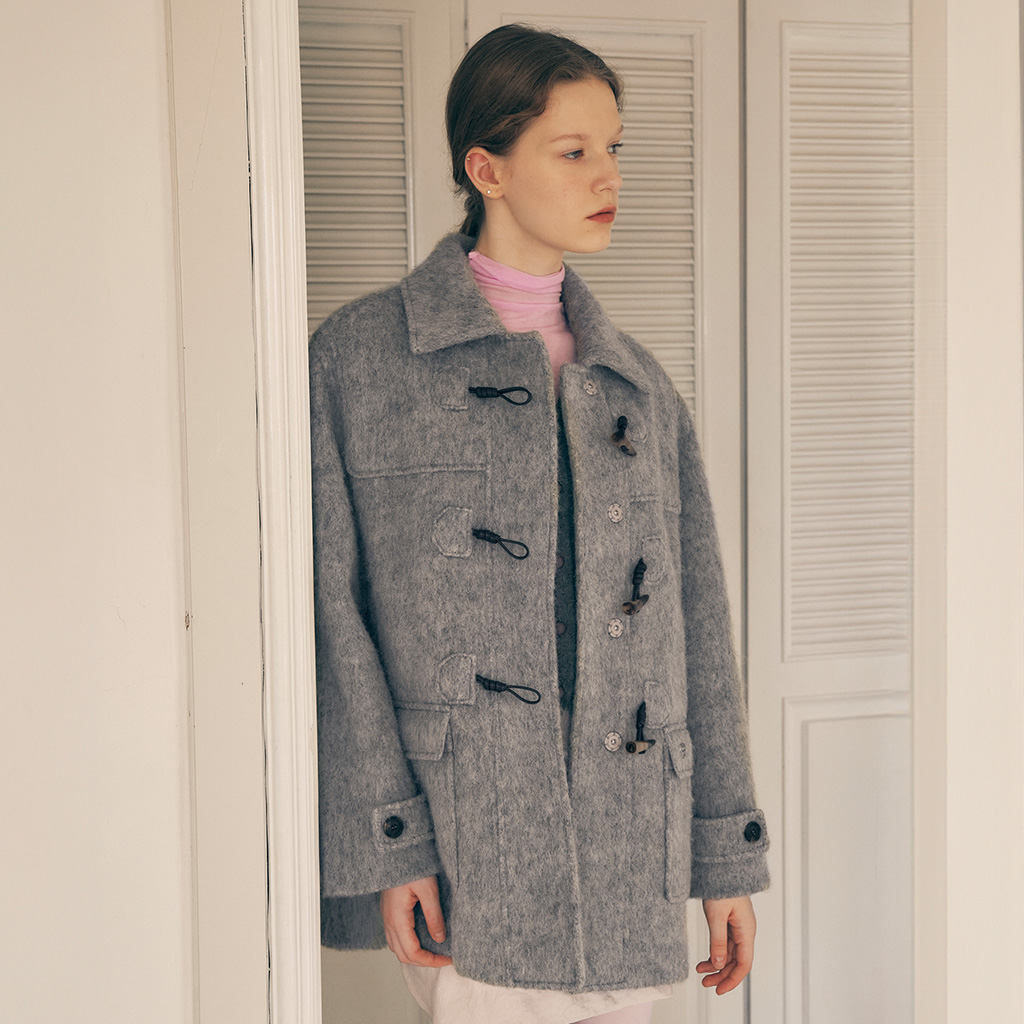 HAIRY DUFFLE HALF COAT GRAY | ファッション通販サイト NUGU