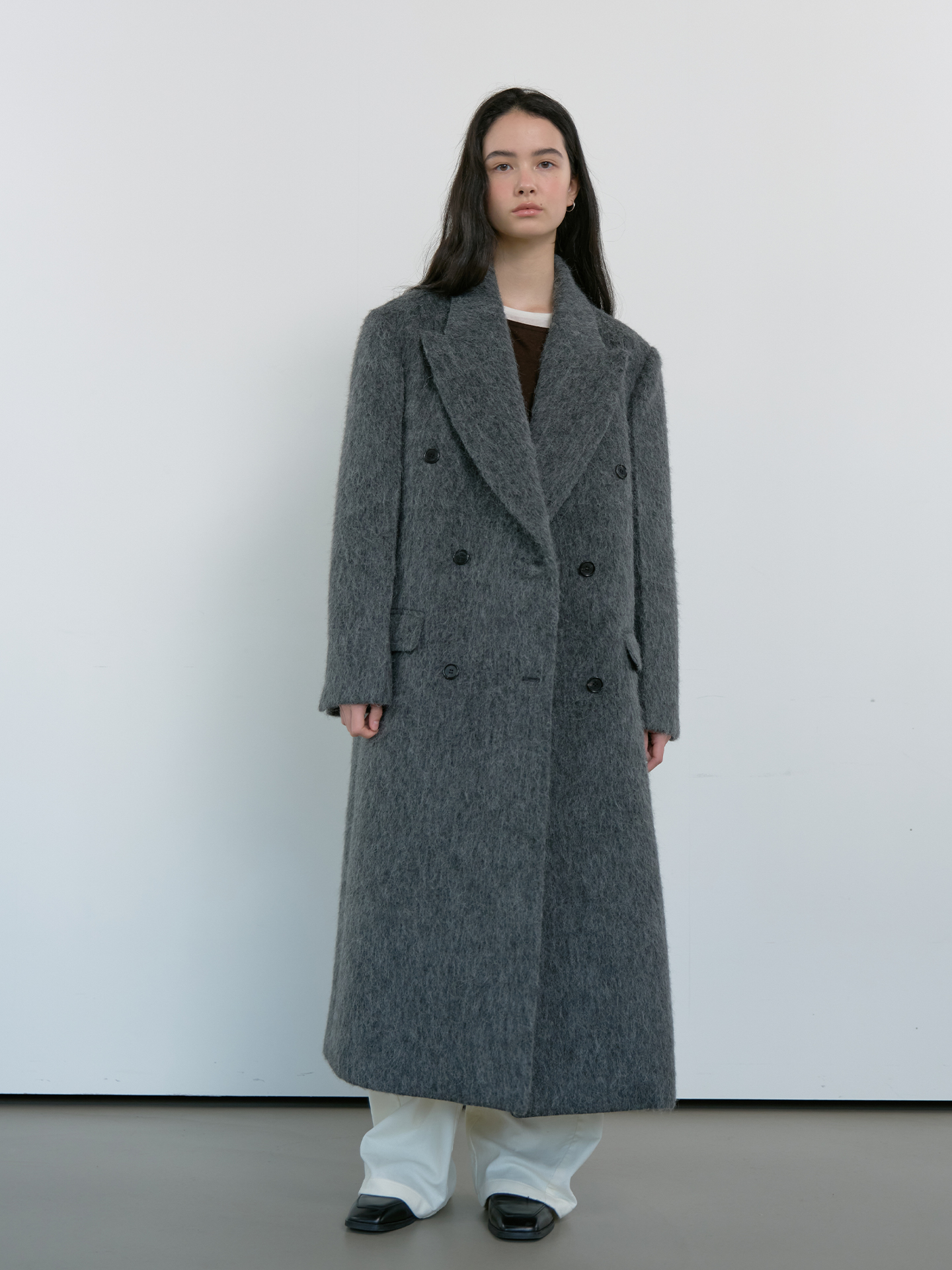 HAIRY ALPACA MAXI LONG COAT_CHARCOAL