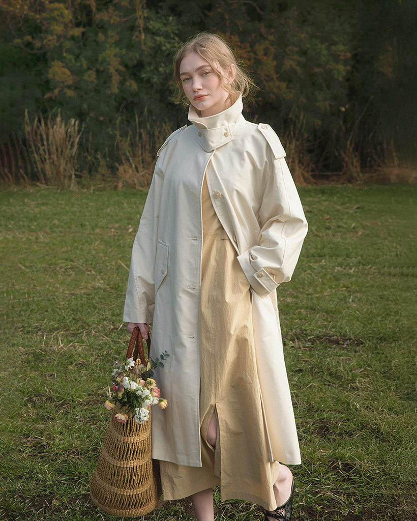 トレンチコート LENINA HARICOT single button long trench coat_IVORY HARICOT single button long trench coat_ivory | ファッション