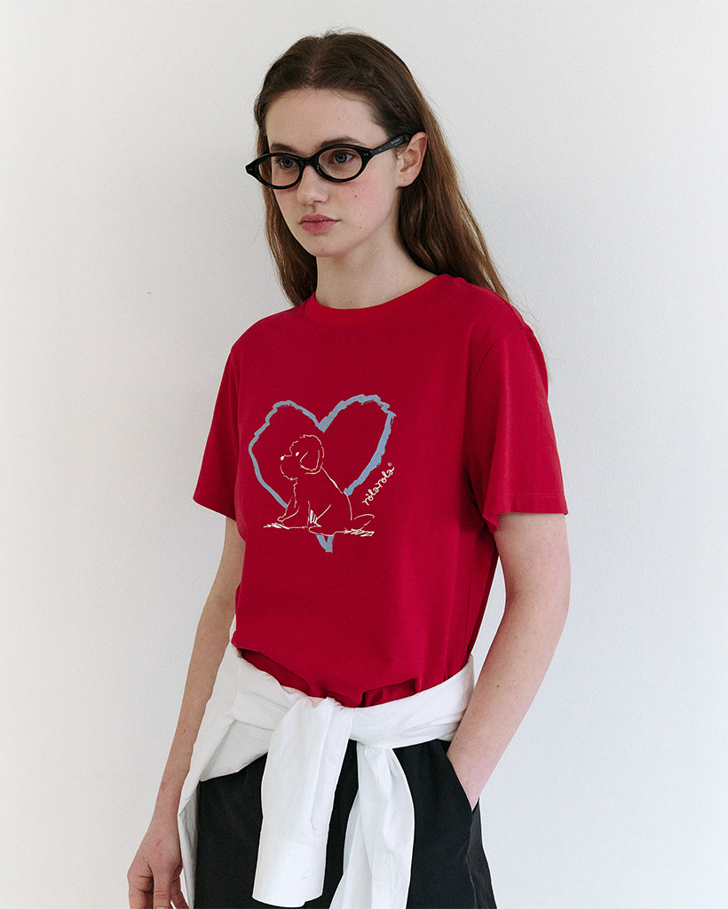 RONRON HEART LAUREL OVER FIT T SHIRT WHITE | ファッション