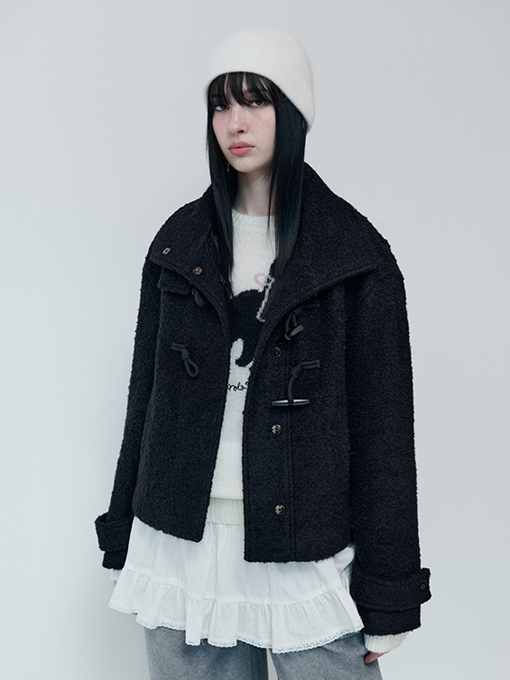 DOT FRILL HOODED WINDBREAKER JUMPER (BLACK) | ファッション通販