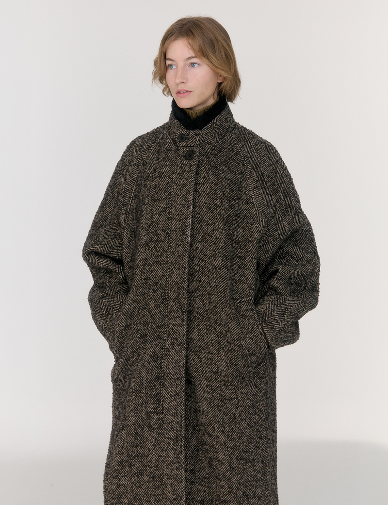 Hailey Balmacaan Wool Coat (Brown) | ファッション通販サイト NUGU