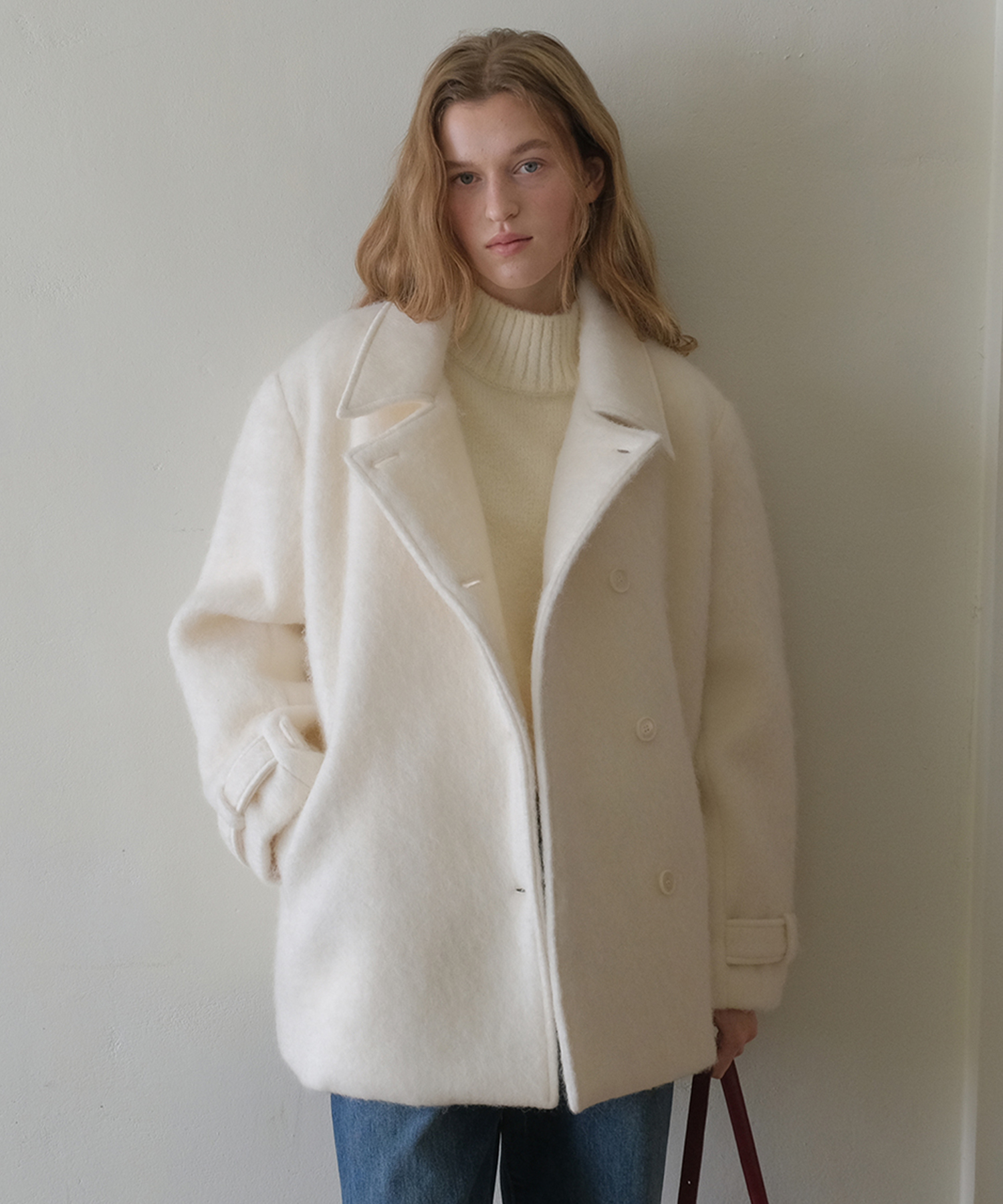 Hairy Wool Half Coat - Ivory