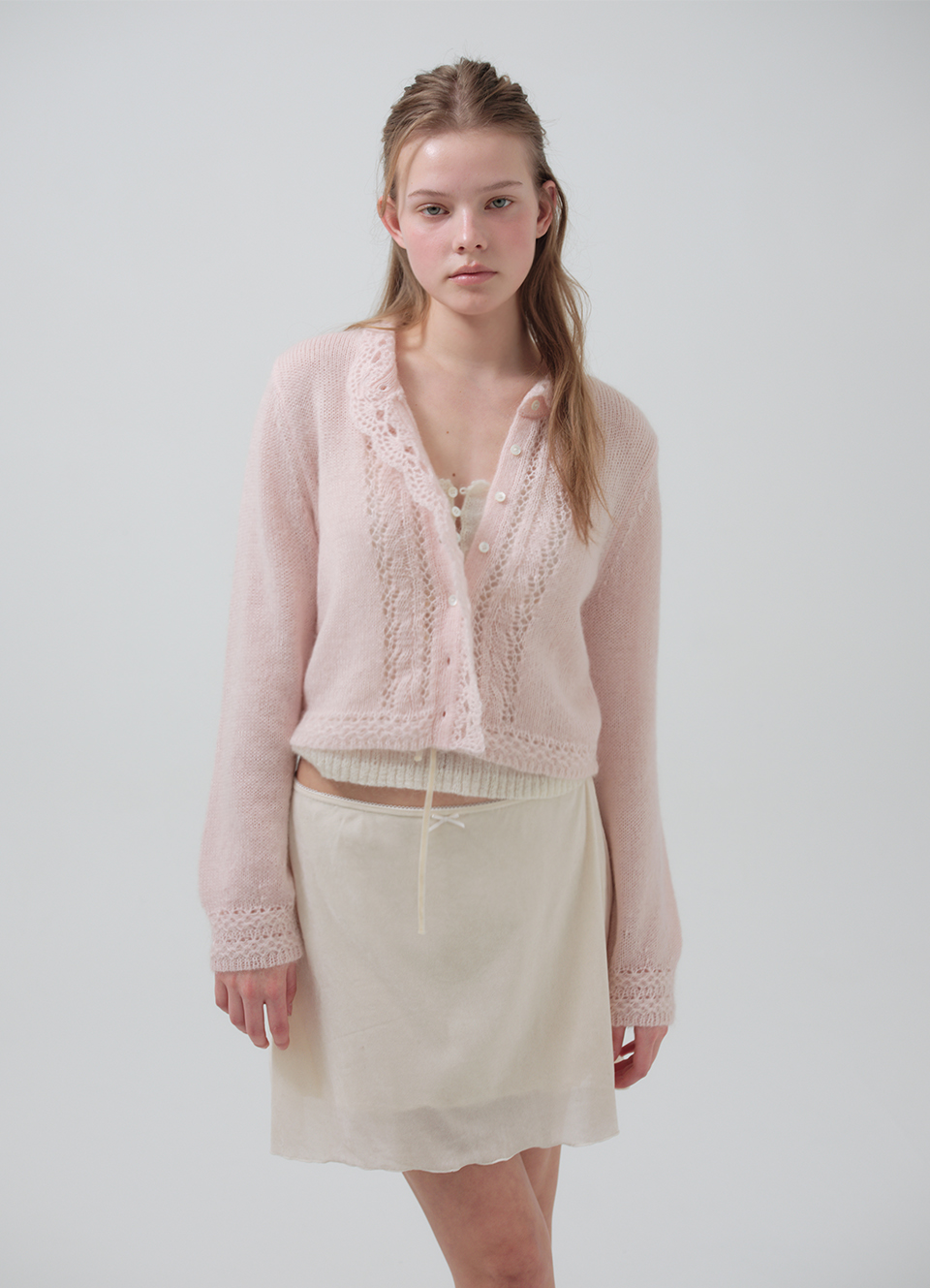 Hale Frill Mohair Cardigan_Pink