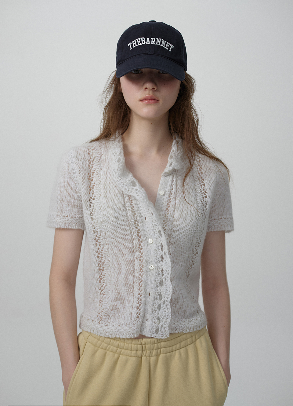 Hale Frill Mohair Half Cardigan_Light Blue