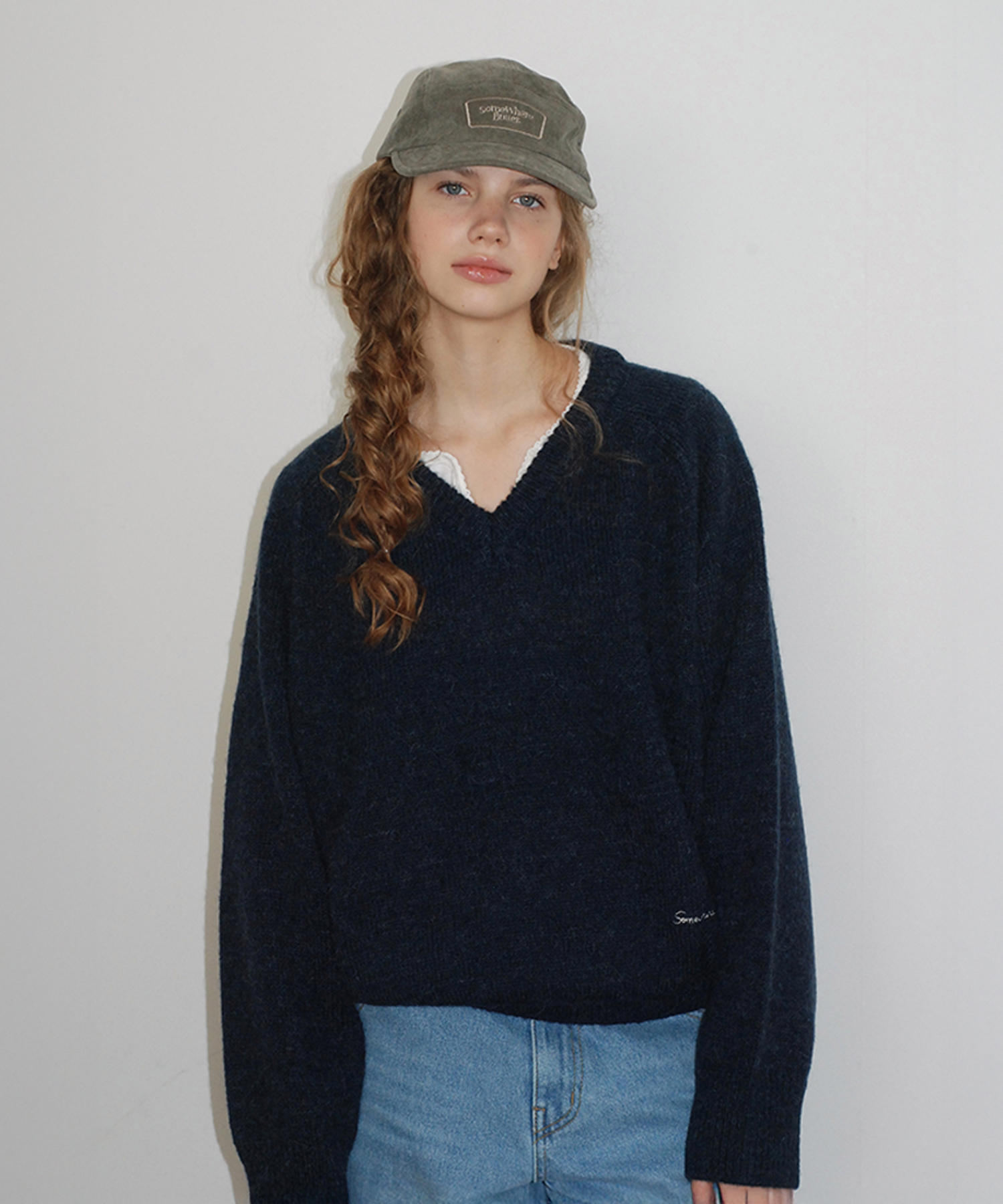Hazel Alpaca V-Neck Knit - Navy | ファッション通販サイト NUGU