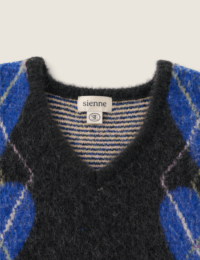 Heart Argyle Knit (Charcoal) | ファッション通販サイト NUGU