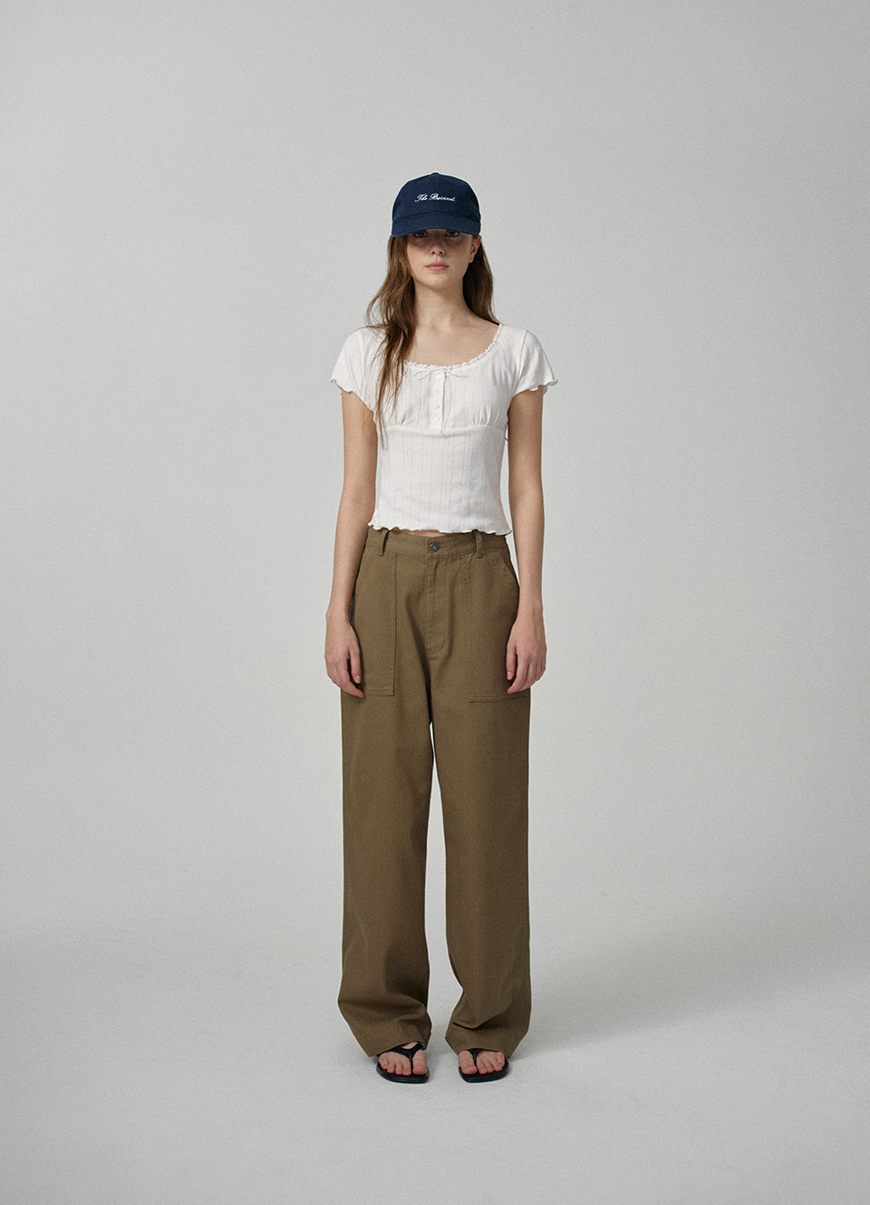 Herringbone Fatigue Pants_Khaki