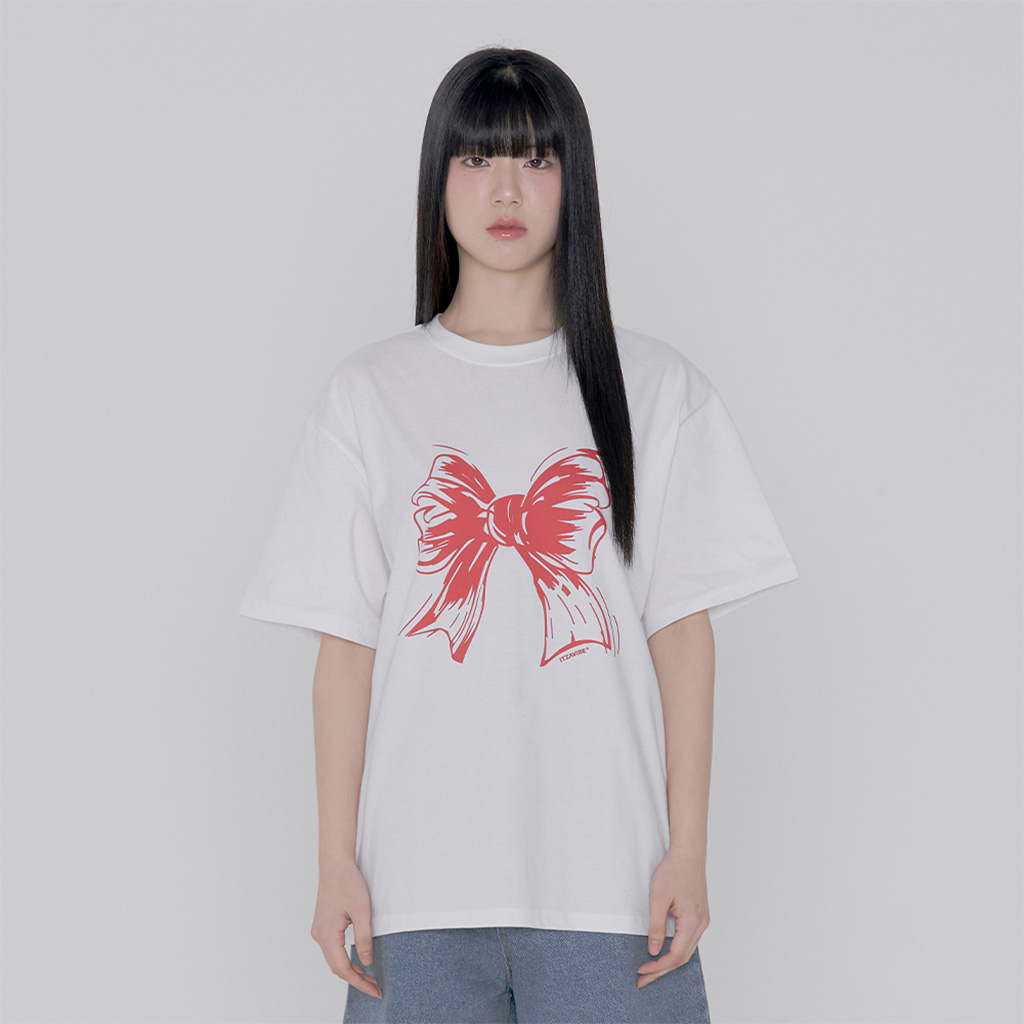 [Influencer pick] RIBBON LOGO T SHIRT - WHITE