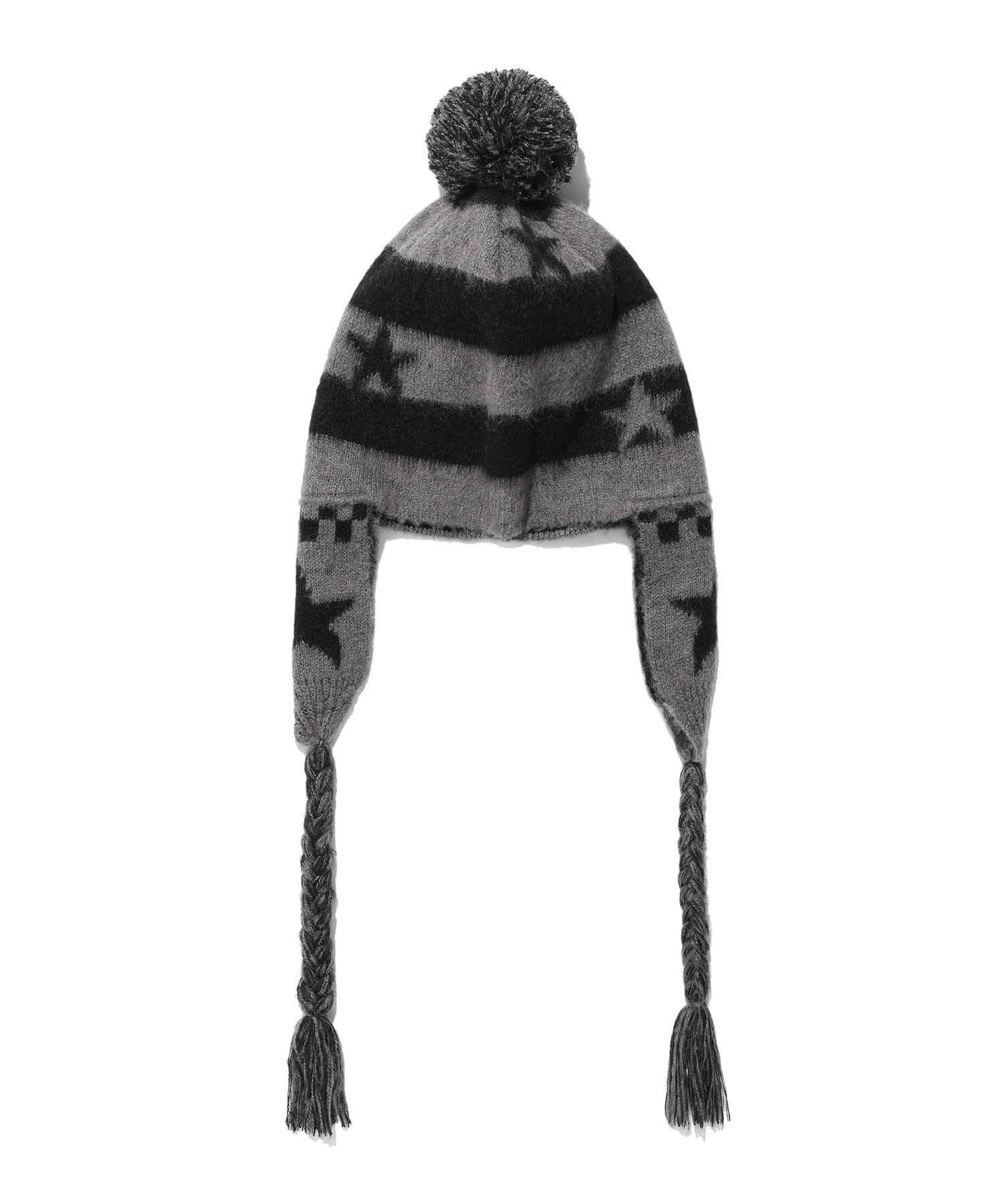 star stripe earflap beanie_black