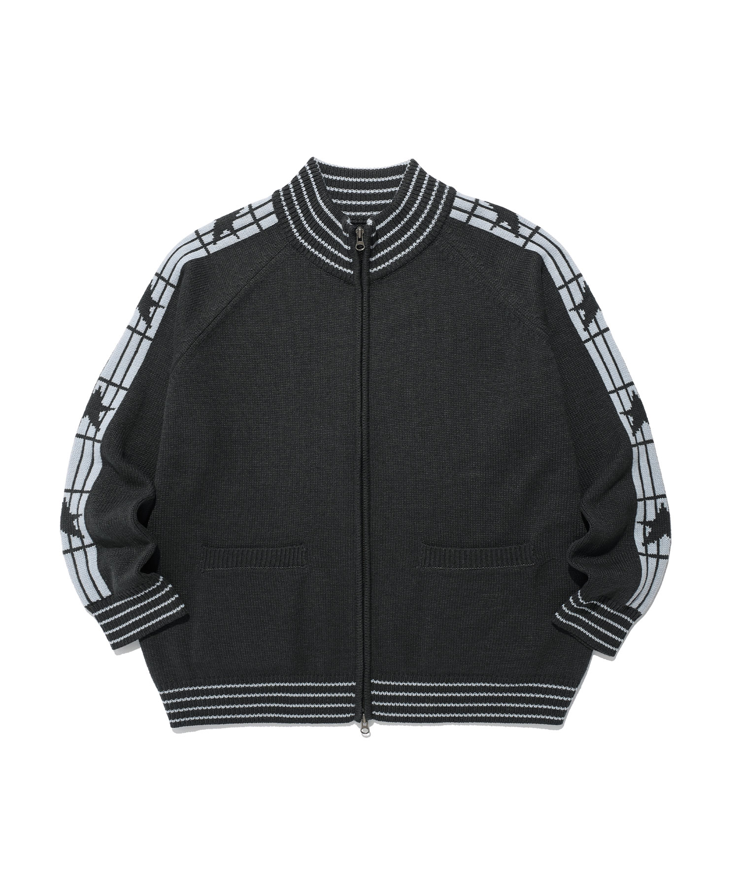 star track knit zip up_charcoal