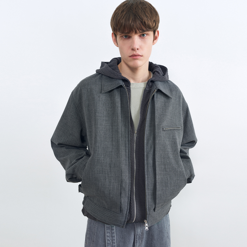 [Influencer pick] Stripe Zip-Up Jacket GREY