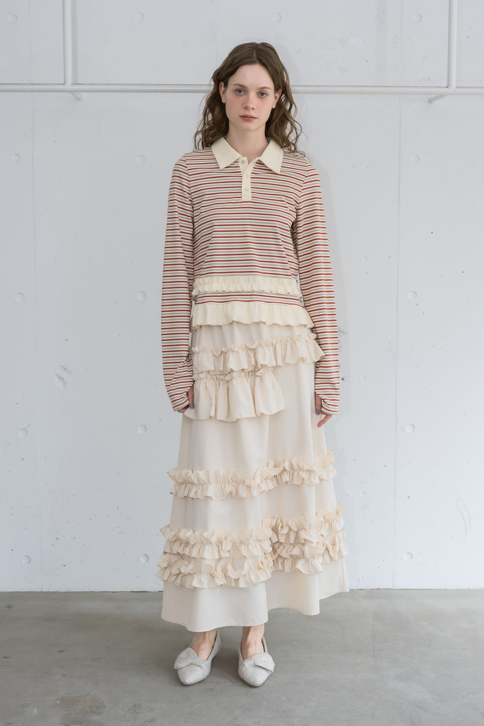 frill midi flared skirt / フリルボリュームスカート frill midi flared skirt / フリルボリュームスカート frill midi