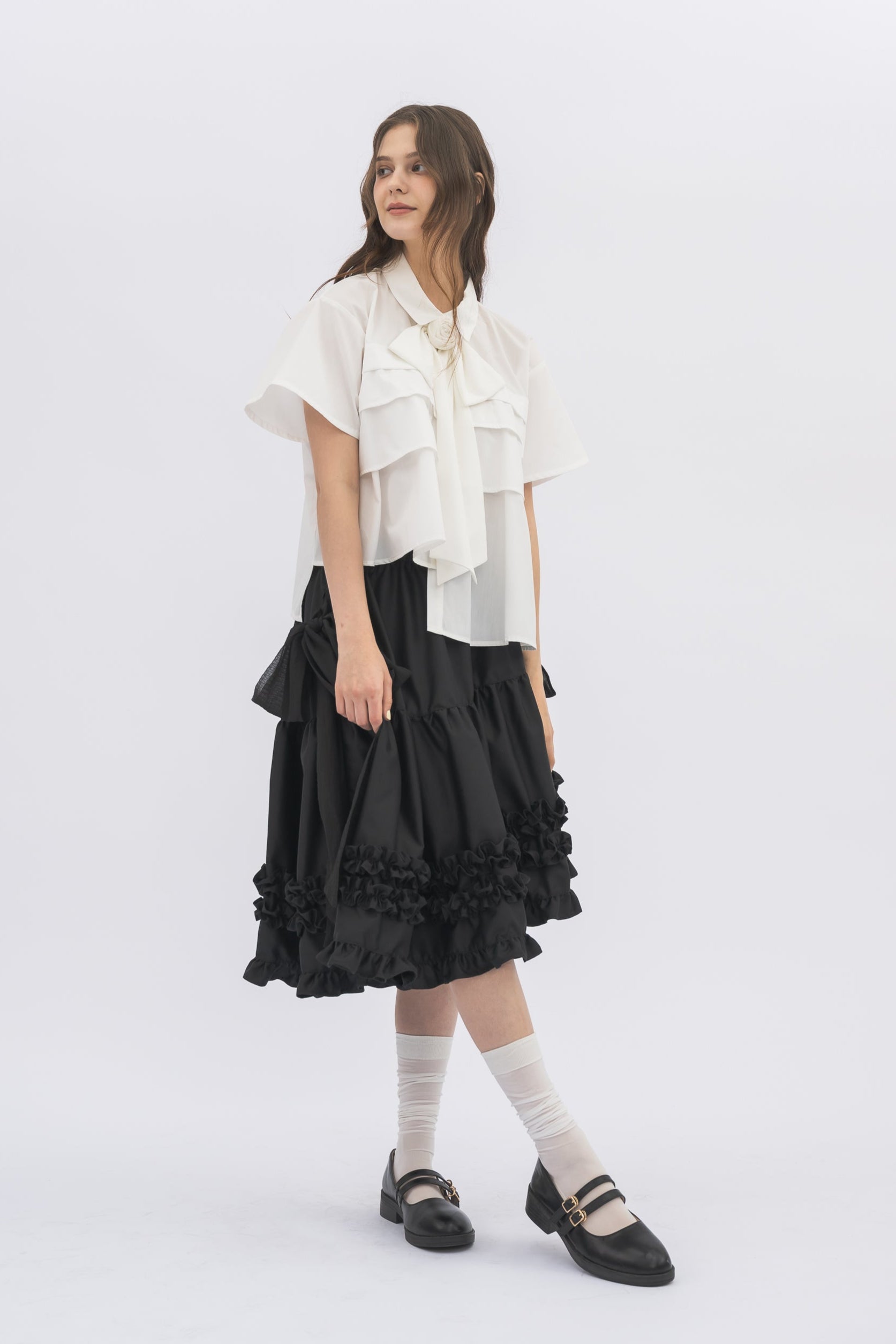 asymmetry frill 2way ribbon skirt | ファッション通販サイト NUGU