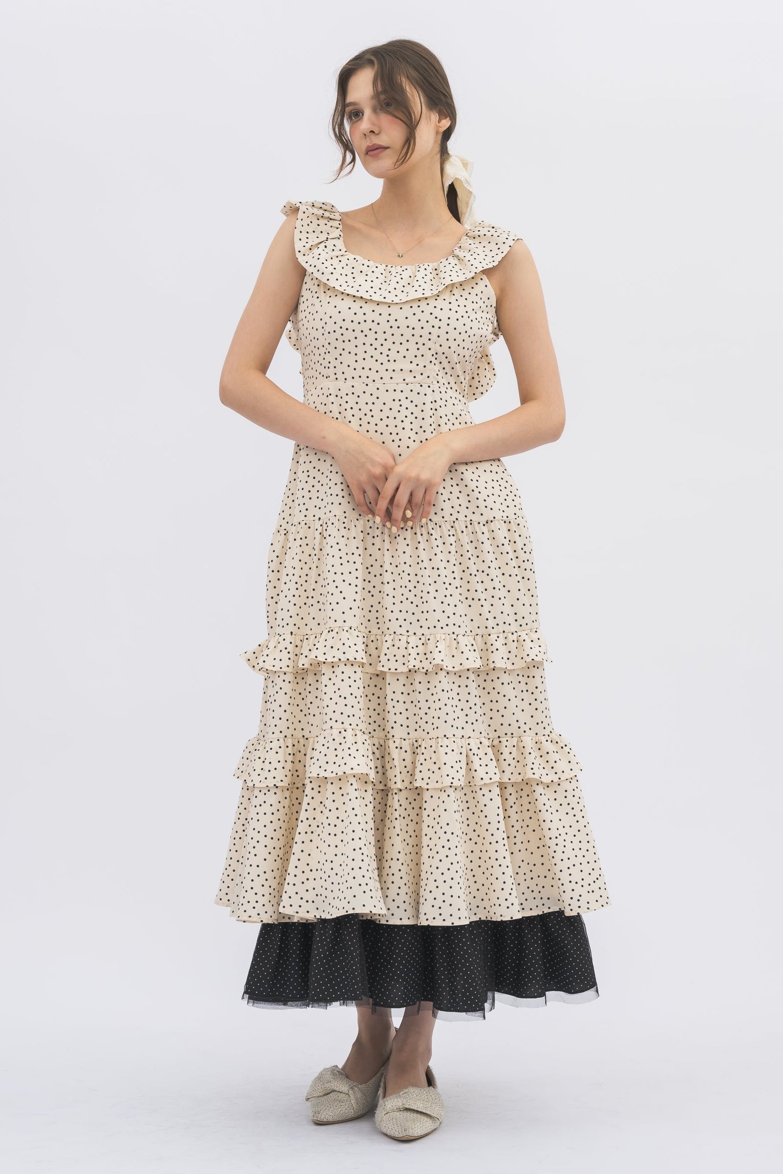 フォンティーヌ✖️1色、PRISILA✖️2色 dot × dot many frill onepiece | ファッション通販サイト NUGU