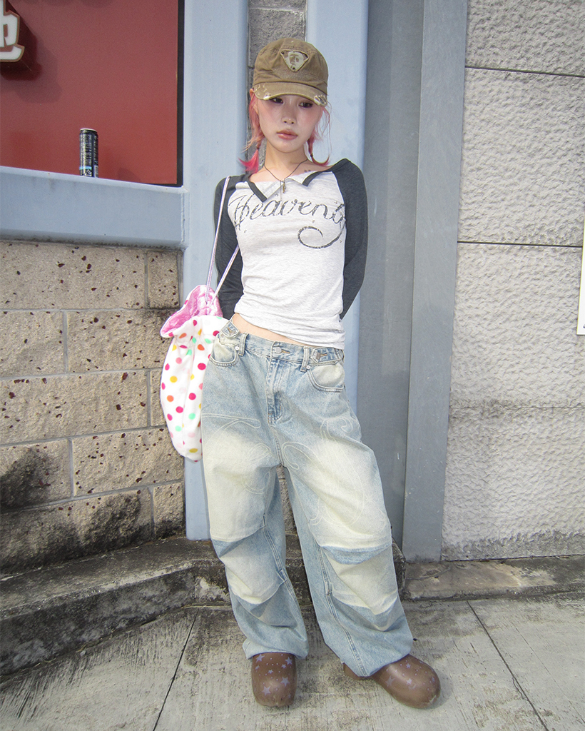 FANCY CLUB エンジェル ヴィンテージ ウォッシング デニムパンツ Fancy club エンジェル ヴィンテージ ウォッシング デニムパンツ FANCY