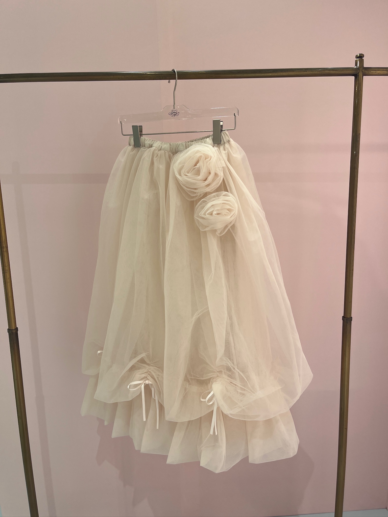Rose motif ribbon tulle skirt(long) | ファッション通販サイト