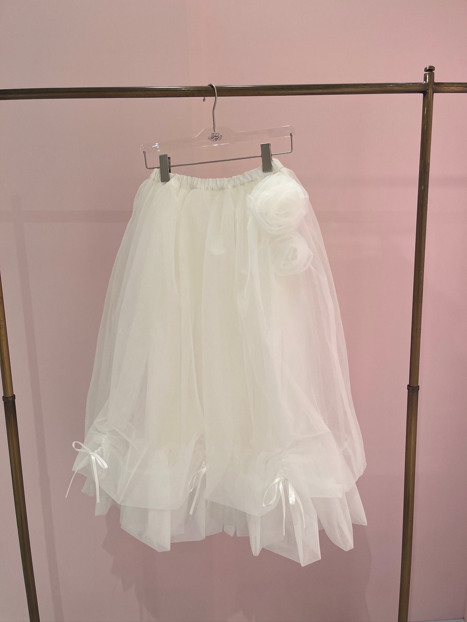 スカート Rosemotif ribbon tulle skirt (long)pink Rose motif ribbon tulle skirt(long) | ファッション通販サイト