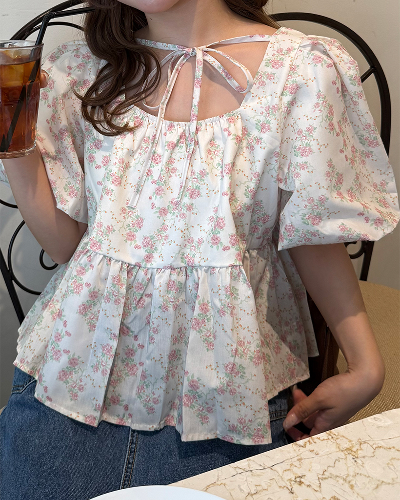 新品◇INDIVI◇大きいサイズ◇ぺプラムバルーンスリーブブラウス INDIVI（インディヴィ）の「◇【トレンド！/洗える/ペプラム