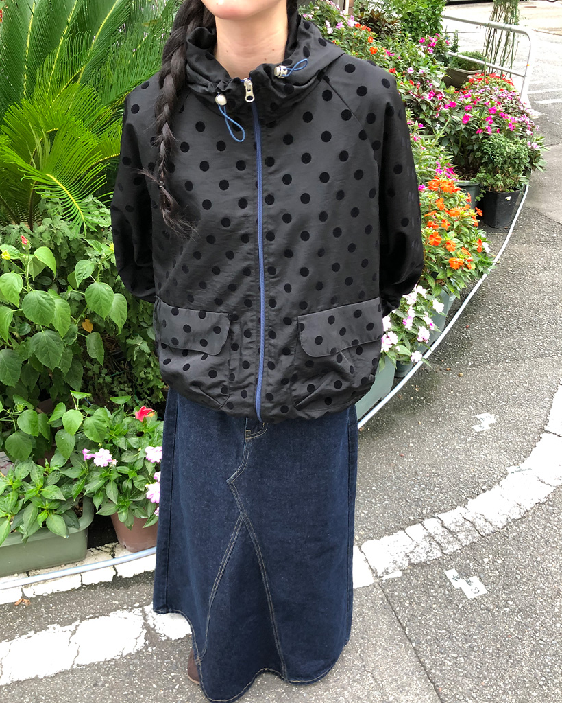 GLOOMY フード付きトップス OHESHIO X sep19] dot frill hooded windbreaker jumper (black