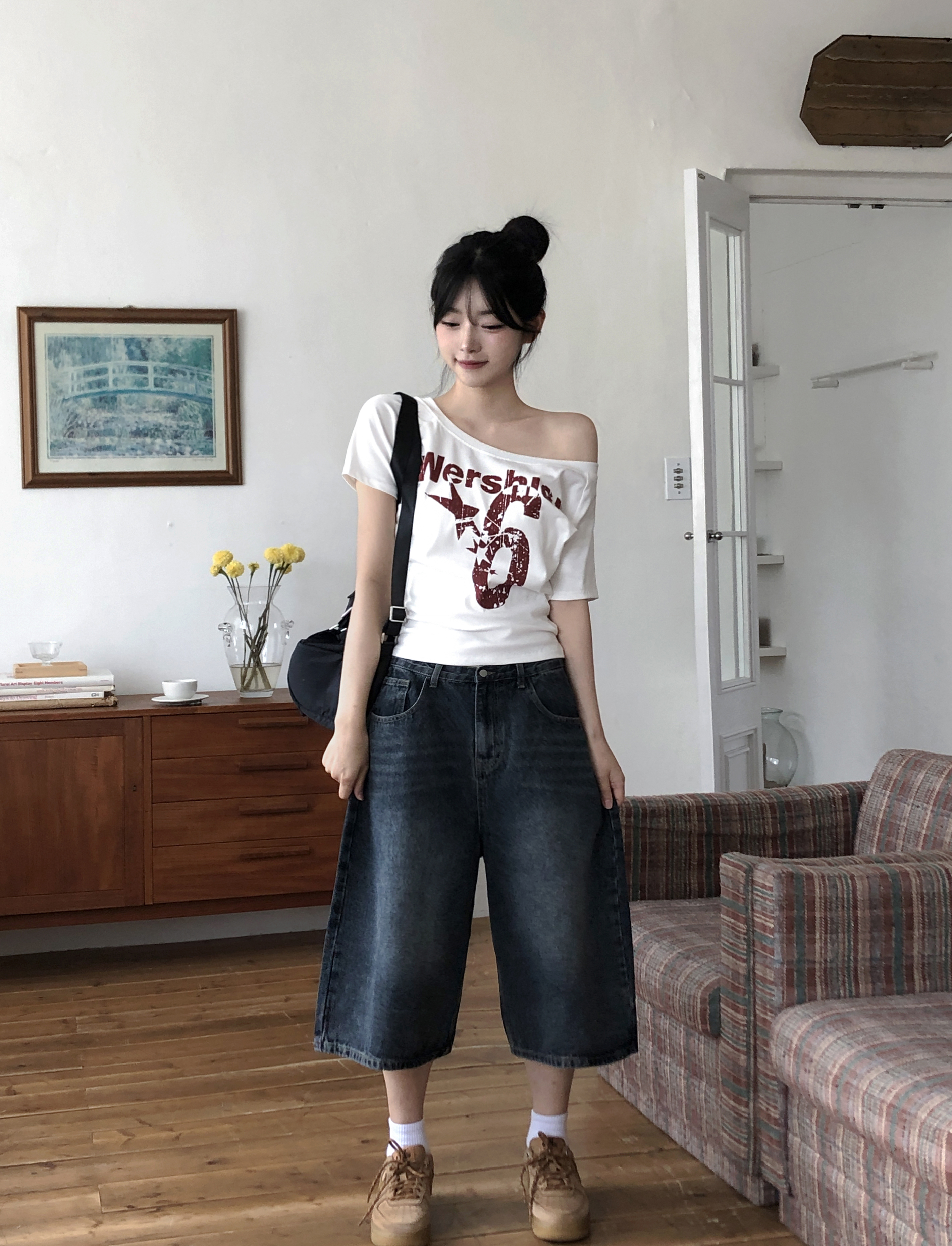 [選べる着丈]デニムハーフパンツ