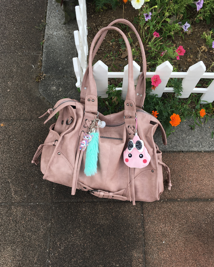 Fancy Club X haku] Belted Washing Leather Bag (Baby Pink