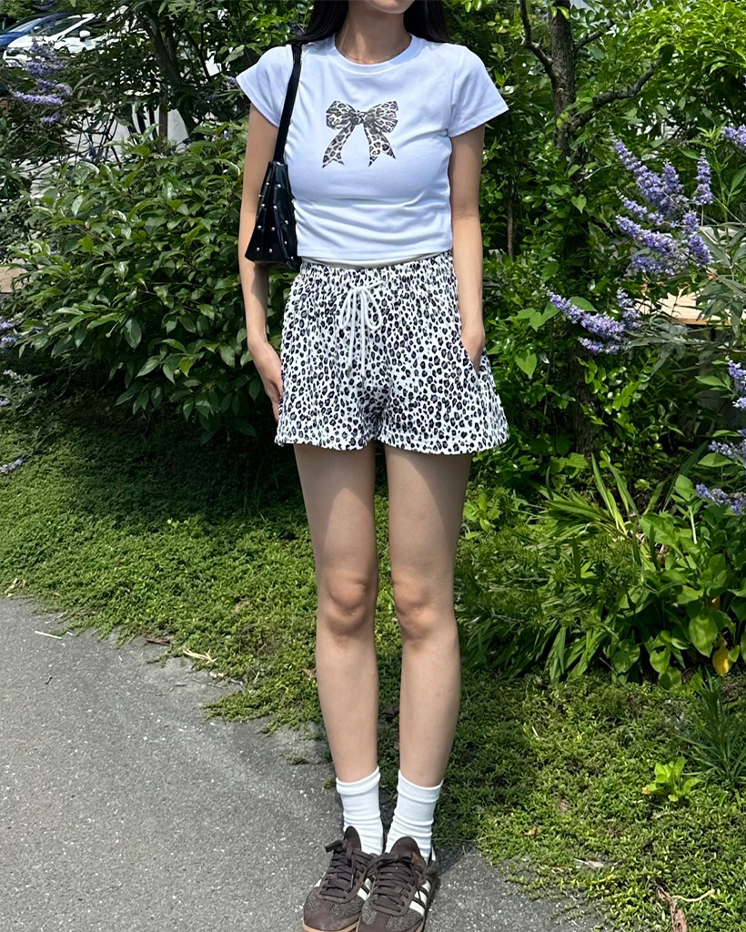 ヒョウ柄ウエストゴムショートパンツ | ファッション通販サイト NUGU